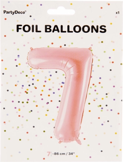 Folieballon cijfer 7 roze 86 cm