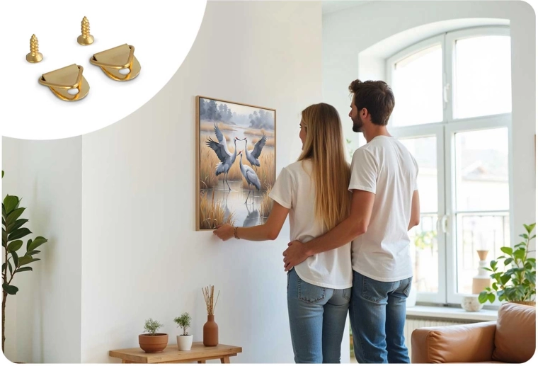 Eenvoudig ophangen van het voltooide werk