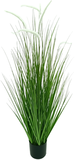 Kunstmatige siergras pennisetum in pot, wit, 120 cm