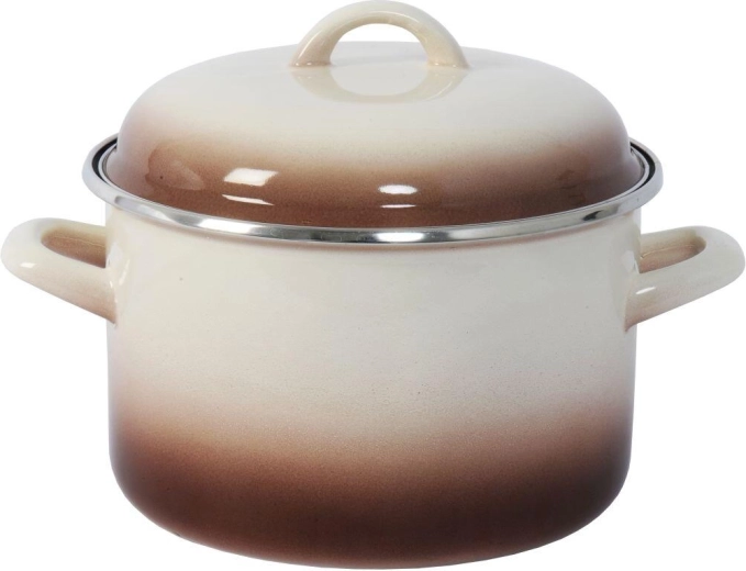 Pan met deksel 22 cm, 5 l Cappuccino geëmailleerd