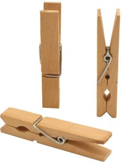 Houten wasknijpers van berkenhout, 24 stuks