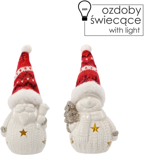 Kerst-LED-figuurtje Sinterklaas of sneeuwpop 14 cm - 1 stuk