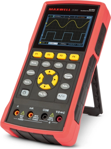 Draagbare tweekanaalsoscilloscoop met multimeter en accu