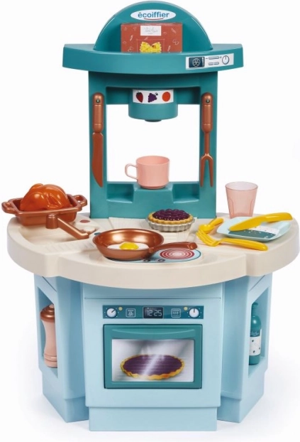 Mijn eerste keukentje – azuurblauwe kinderkeuken met 18 accessoires