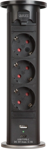 Drie stopcontacten en USB-opladen