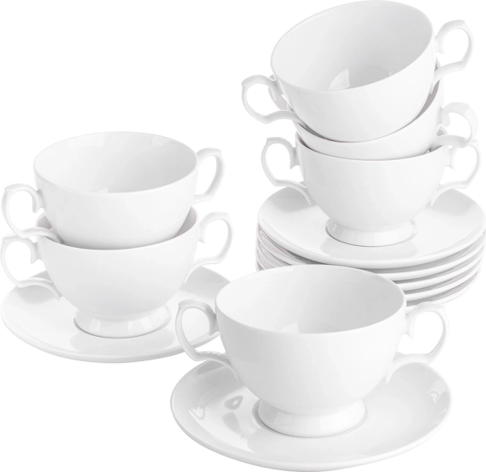 Bouillon-/soepkopjeset MariaPaula Klasyka Wit 350 ml met schotels