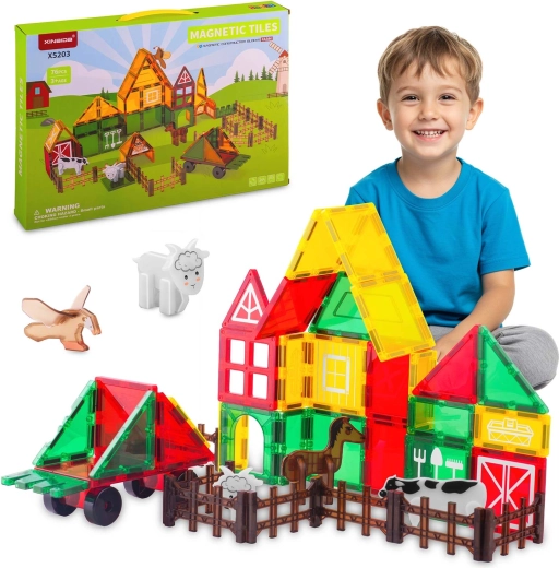 Ricokids magnetische bouwset boerderij met dieren, 76 onderdelen