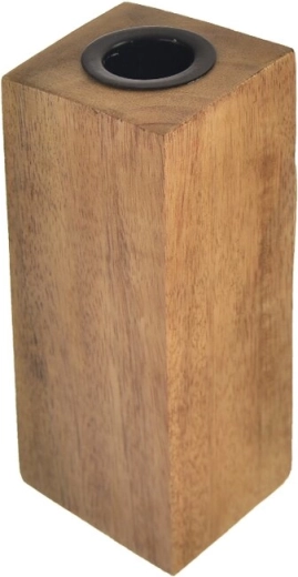 Kandelaar van mangohout en metaal 15 cm