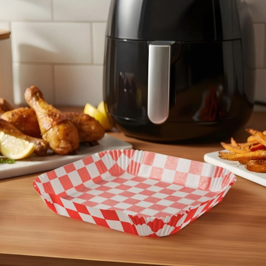 Bakpapier voor heteluchtfriteuse, geruit, vierkant 20 cm, 50 stuks