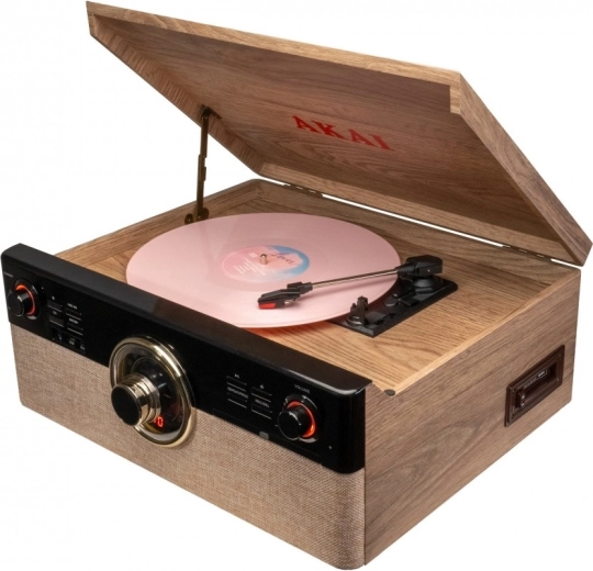 AKAI-platenspeler met Bluetooth, CD-speler, cassette en FM-radio