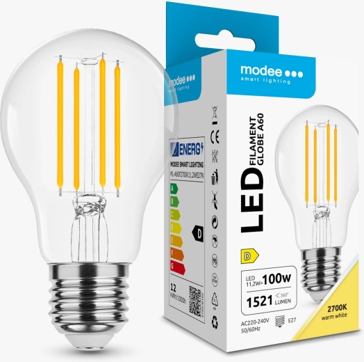 Modee Smart Lighting LED filament gloeilamp Globe A60 E27 11,2 W warm wit
