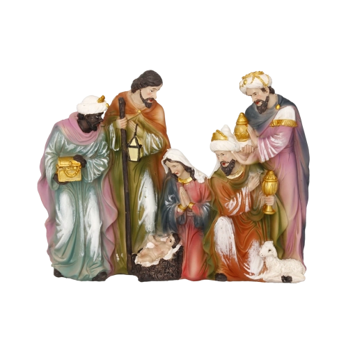 Kerststalfiguur – Geboorte van Jezus met de Drie Koningen 25,7 × 4,5 × 20 cm