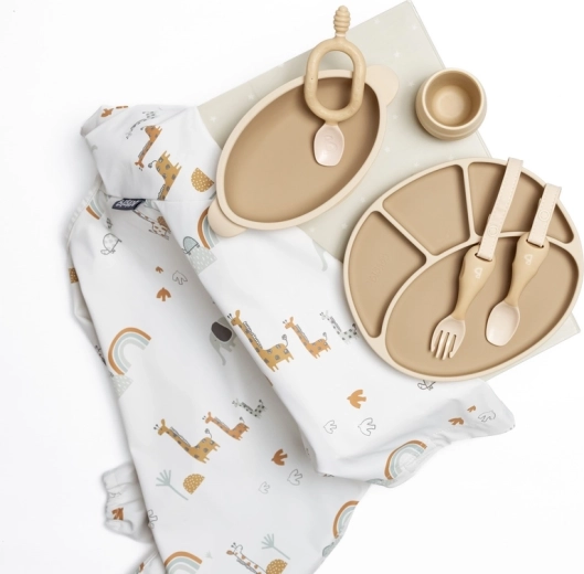 Zuignapbord en -kom voor minder morsen