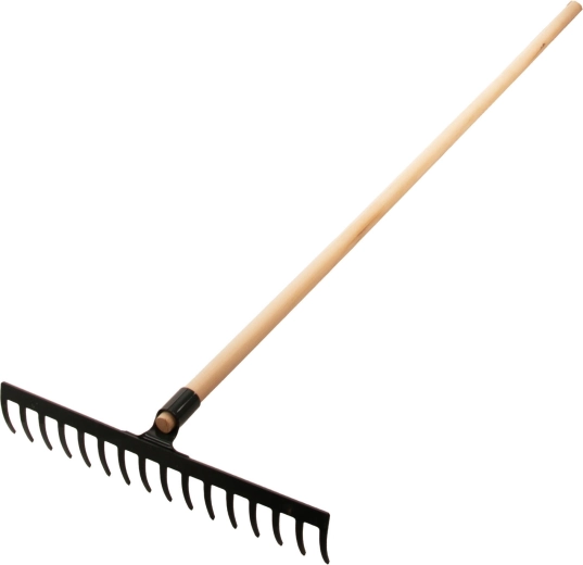 Profi stalen hark met steel 150 cm (16 tanden, 45,5 cm)