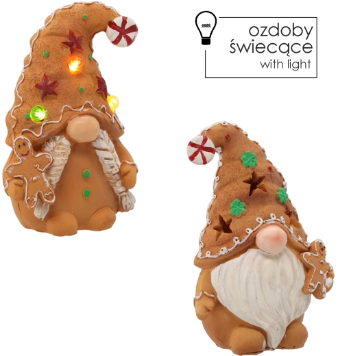 Kerstfiguur kabouter peperkoek LED, mix motieven 11 × 7 × 16 cm - 1 stuk