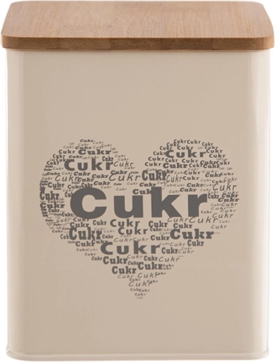 Decoratief suikerblik met hartmotief (blik en hout)