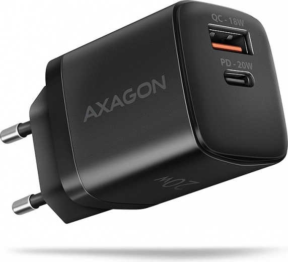 netvoedingsoplader 20 W met USB‑C PD en USB‑A QC zwart