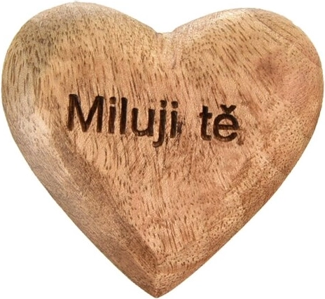 Houten decoratief hart met de tekst Miluji tě
