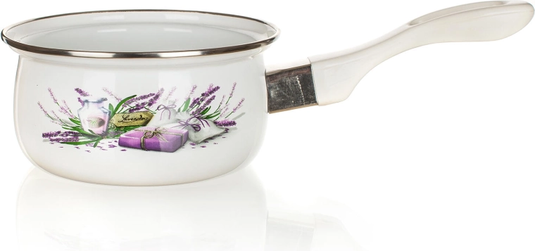 Geëmailleerd steelpannetje Lavender 14 cm met lange handgreep 0,65 l