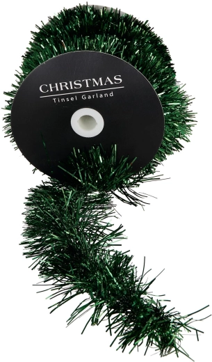 Donkergroene kerstketting 9 cm x 10 m