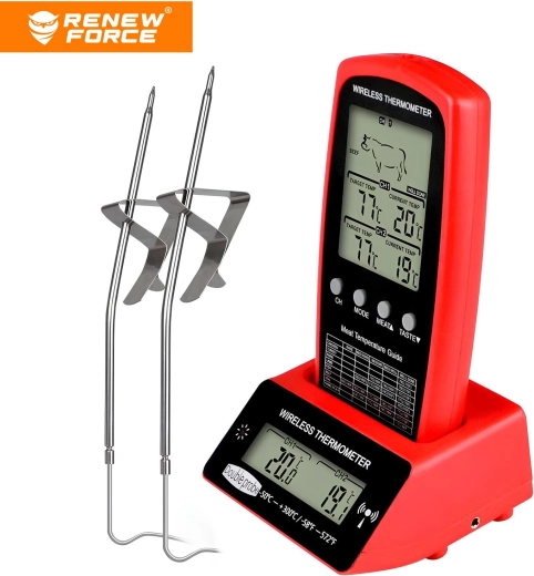 Digitale keuken-vleesthermometer Renew Force met zender en 2 sondes - 1 stuk