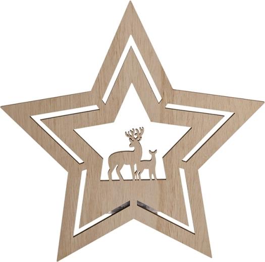 Solight led wandkerstdecoratie houten ster 30 cm