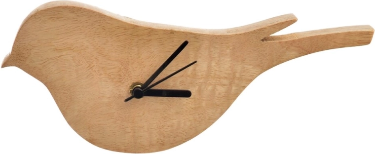 Wandklok Mango vogel van massief mangohout