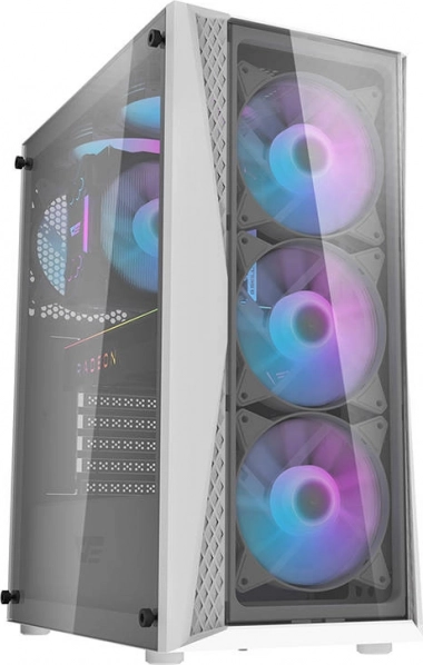 DARKFLASH pc-behuizing met gehard glas, wit, 4× ARGB-ventilatoren