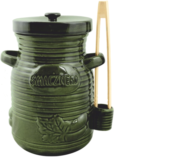Keramische pot voor augurken 3,5 l met tang, groen