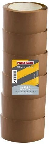 Verpakkingstape 48 × 66 m bruin, set van 6 stuks