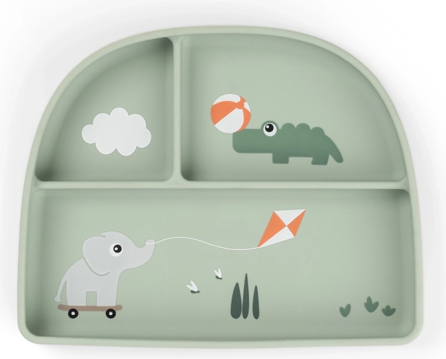 Done by Deer zuignap verdeelde bord Stick&Stay Playground groen