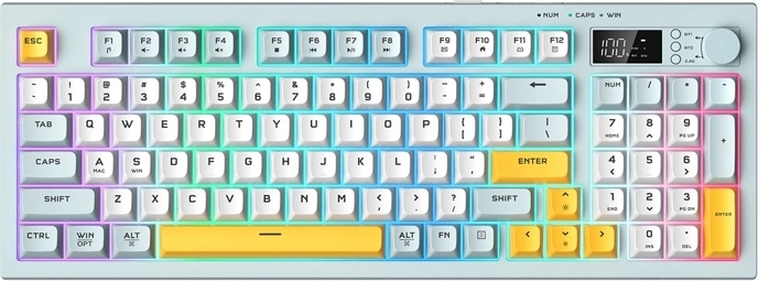 Gamingtoetsenbord Onikuma met OLED‑display en RGB, 94 toetsen, draadloos en bekabeld