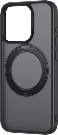 Telefoonhoesje met standaard Baseus SkyRing 360° voor iPhone 15 + gehard glas en reinigingsset (zwart)