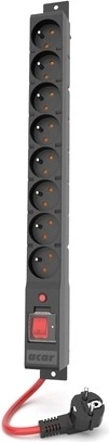 Acar R8 Power overspanningsstekkerdoos, 8× 230 V, 1,5 m, zwart, 16 A