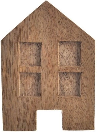 Houten decoratief huisje van mangohout 7 × 4 × 10 cm