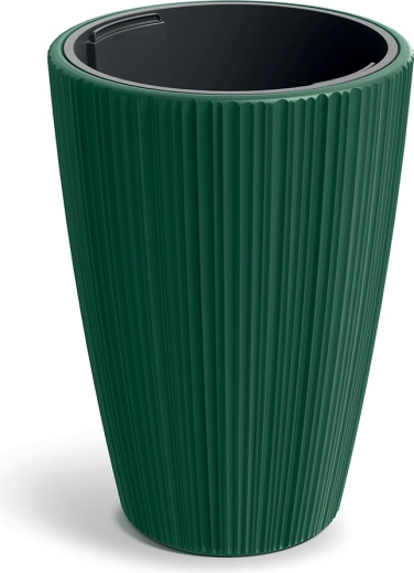 Bloempot ORO 39 cm donkergroen met inzetstuk