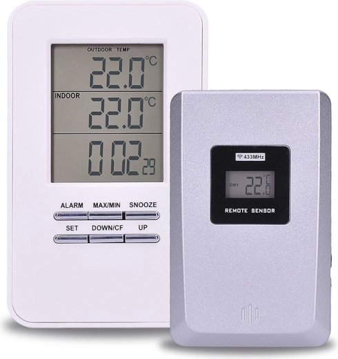 Solight draadloze thermometer met buitensensor, tijd en wekker, wit