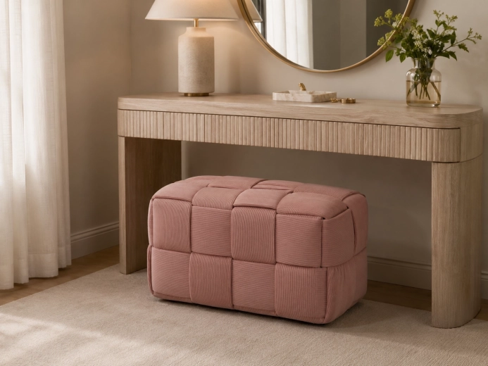 Roze gebreide rechthoekige hocker 72 × 38 × 38 cm
