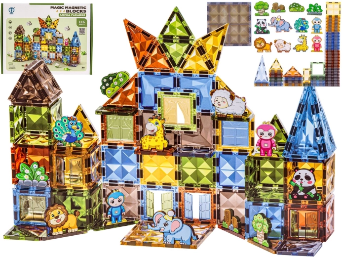 Magnetische bouwblokken met dieren – 116 delen