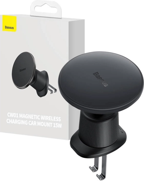 Magnetische autotelefoonhouder Baseus met draadloos opladen 15 W, zwart