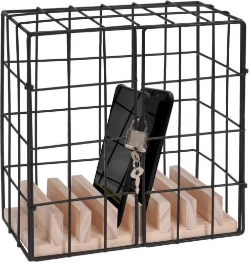 Home Styling Collection metalen afsluitbare telefoonenkooi 19 × 11 × 19 cm