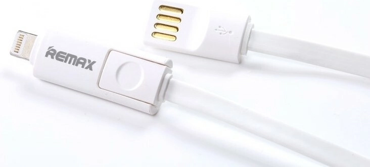 Remax oplaadkabel micro USB met Lightning-adapter 1,2 m wit