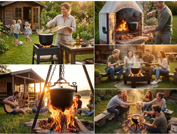 Veelzijdig gebruik: vuur, grill en kookplaat