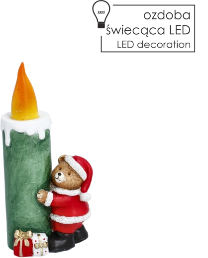 Kerst LED-decoratie beer in Santa Claus-kostuum - 1 stuk