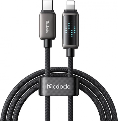 Oplaadkabel Mcdodo met USB‑C en Lightning‑connector en LED‑display