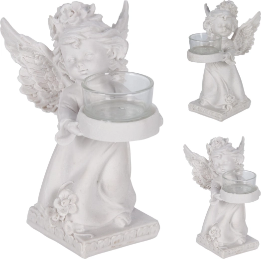 Decoratie engel voor theelicht, 17 cm, wit - 1 stuk