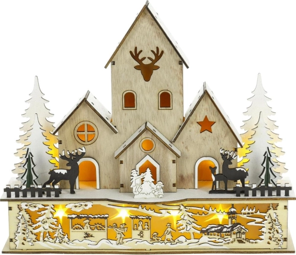 Gedetailleerd houten wintertafereel