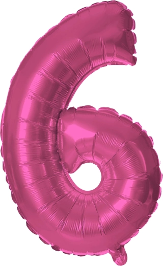 Folieballon TORO cijfer 6, 30 cm – Roze
