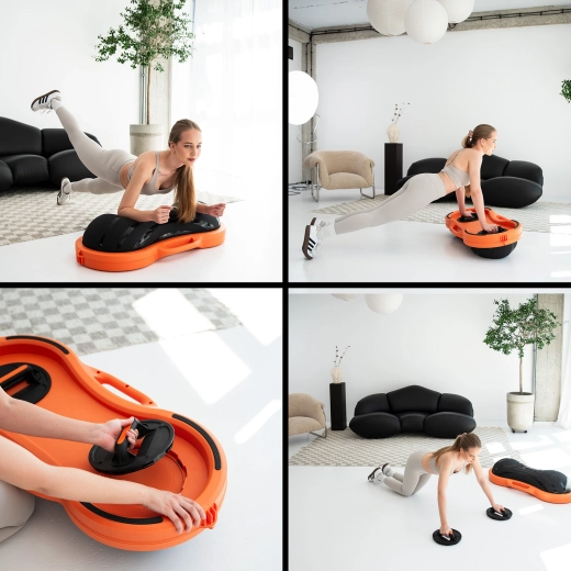 Geïntegreerde push-up steunen en pomp inbegrepen