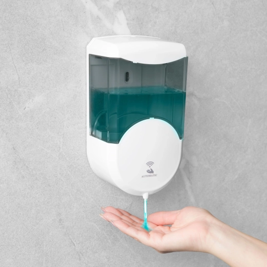Automatische wandgemonteerde zeepdispenser 600 ml, rookglas